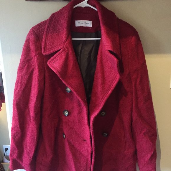 Calvin Klein Red Wool Coat - Picture 1 of 1